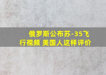 俄罗斯公布苏-35飞行视频 美国人这样评价